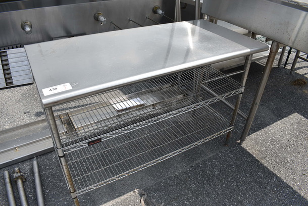 Metal Table w/ 2 Metro Style Undershelves. 48x24x33.5 - Image 2 of 3