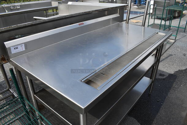 Stainless Steel Commercial Table w/ Drip Tray and 2 Metal Undershelves. 60x30x41 - Image 2 of 3