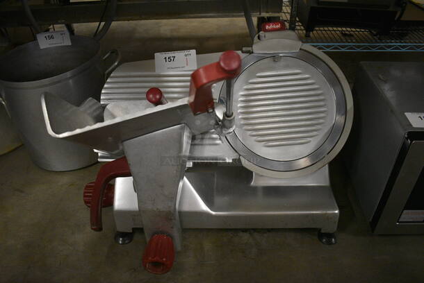 NICE! Berkel Stainless Steel Commercial Countertop Meat Slicer w/ Blade Sharpener. 24x21x21. Tested and Working! - Image 1 of 5