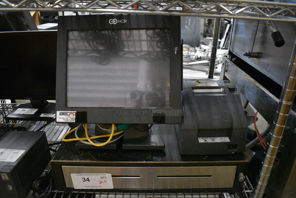 ALL ONE MONEY! Lot of NCR 12" POS Monitor, Epson Model M188B Receipt Printer and Metal Cash Drawer! - Image 1 of 4