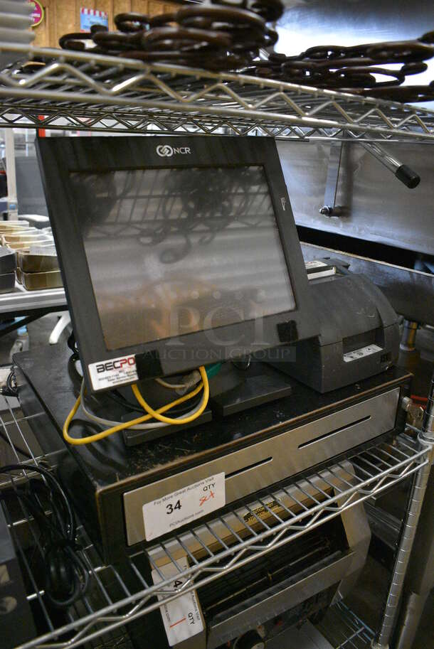 ALL ONE MONEY! Lot of NCR 12" POS Monitor, Epson Model M188B Receipt Printer and Metal Cash Drawer! - Image 2 of 4