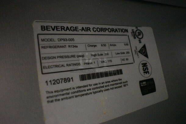 GREAT! Beverage Air Model DP93-005 Stainless Steel Commercial Pizza Prep Table w/ Lids and Cutting Board on Commercial Casters. 115 Volts, 1 Phase. 93x36x47. Tested and Working! - Image 7 of 9