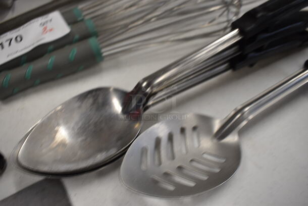 4 Metal Serving Spoons; 1 Straining. 14". 4 Times Your Bid! - Image 2 of 2