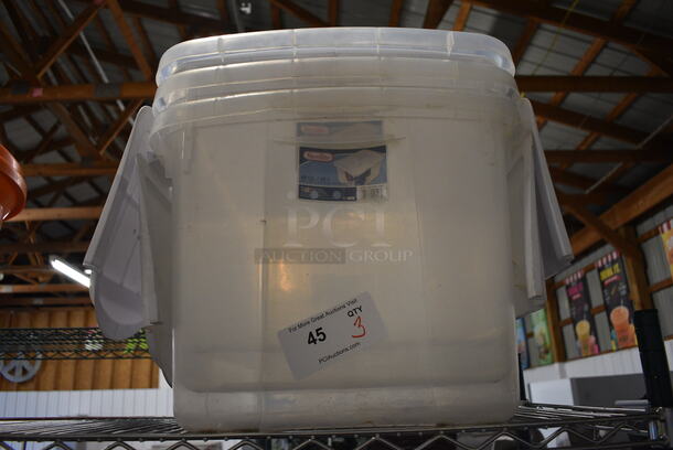 3 Clear Poly Bins w/ Lids. 16x22x13. 3 Times Your Bid! - Image 1 of 3