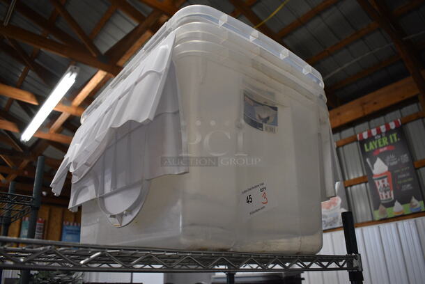 3 Clear Poly Bins w/ Lids. 16x22x13. 3 Times Your Bid! - Image 2 of 3