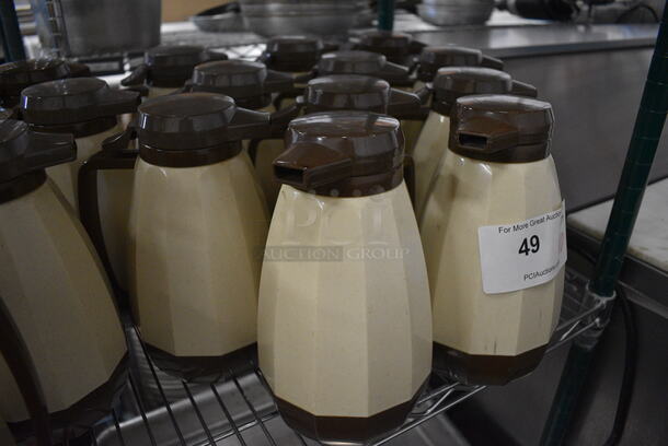 10 Cream Colored Poly Coffee Urns w/ Brown Lids. 6x5x9. 10 Times Your Bid! - Image 3 of 3