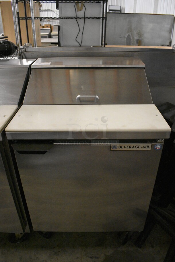 NICE! Beverage Air Model SPE27 Stainless Steel Commercial Sandwich Salad Prep Table Bain Marie Mega Top on Commercial Casters. 115 Volts, 1 Phase. 27x29x42. Tested and Working!