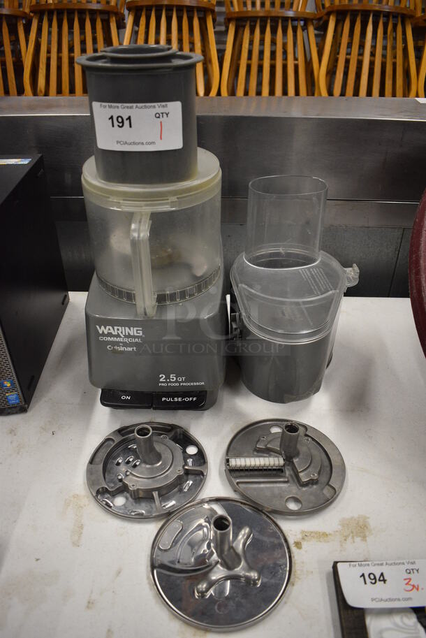 NICE! Waring Commercial Countertop Food Processor w/ S Blade, and 3 Various Blades. 7x12x19. Tested and Working!