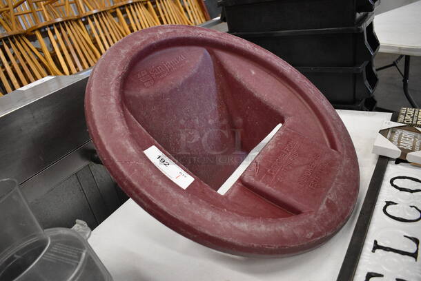 San Jamar Red Poly Trash Can Lid. 25x25x10 - Image 2 of 3
