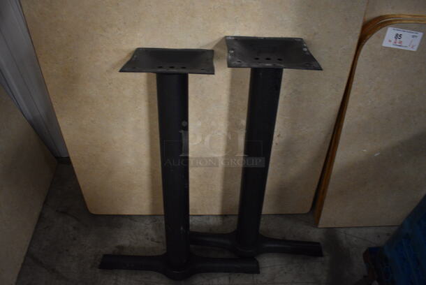 Tabletop and 2 Black Metal Straight Leg Table Bases. Stock Picture - Cosmetic Condition May Vary. 33.5x47.5x30 - Image 3 of 3