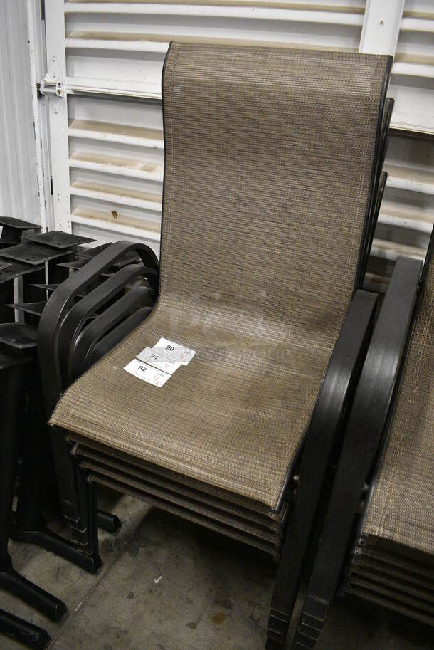 4 Brown Patio Chairs w/ Black Metal Arm Rests. Stock Picture - Cosmetic Condition May Vary. 25x28x41. 4 Times Your Bid! - Image 2 of 3