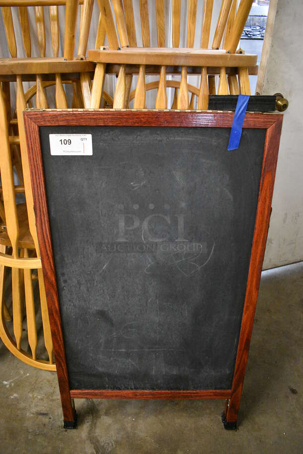 Sidewalk A Frame Chalkboard Sign w/ Wood Pattern Rim. 24x2x42 - Image 1 of 3