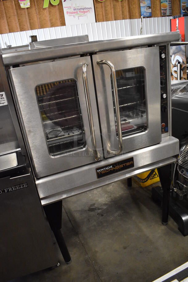 BEAUTIFUL! Montague Technostar Stainless Steel Commercial Gas Powered Full Size Convection Oven w/ View Through Doors, Metal Oven Racks and Thermostatic Controls on Metal Legs. 38x35x62 - Image 3 of 10