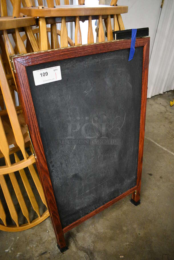 Sidewalk A Frame Chalkboard Sign w/ Wood Pattern Rim. 24x2x42 - Image 2 of 3