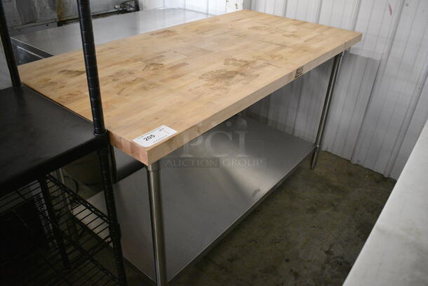 John Boos Butcher Block Table w/ Metal Undershelf. 60x30x35.5 - Image 1 of 3