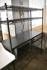 Black Finish 5 Finish Metro Style Shelving Unit. 48x18x63. BUYER MUST DISMANTLE. PCI CANNOT DISMANTLE FOR SHIPPING. PLEASE CONSIDER FREIGHT CHARGES.