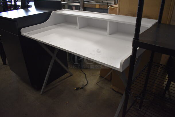White Desk on Metal Legs. 43x24x36