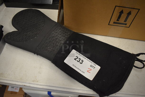 2 Black Oven Mitts. 20x7. 2 Times Your Bid!