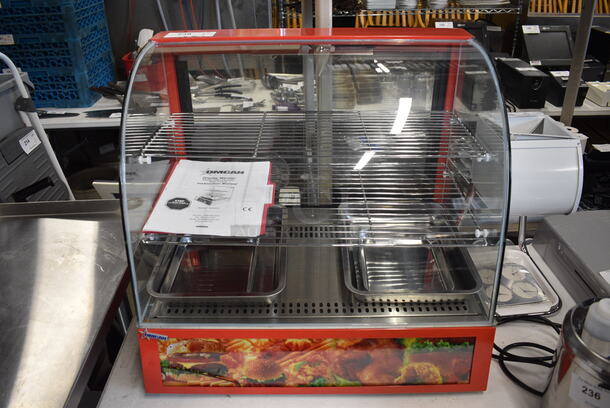 NICE! Omcan Metal Commercial Countertop Heated Display Case Warming Merchandiser. 26x19x24. Tested and Working!