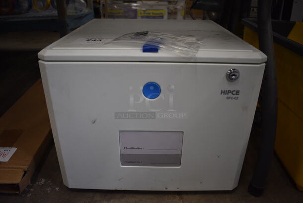 HIPCE Model SFC-02 White Poly Single Drawer Lockable Filing Cabinet.  - Image 1 of 5