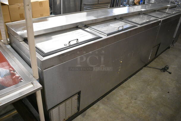 GREAT! Glastender Model ST72-S Stainless Steel Commercial Back Bar Cooler w/ 3 Sliding Lids on Commercial Casters. 120 Volts, 1 Phase. 72x24x36. Tested and Working!
