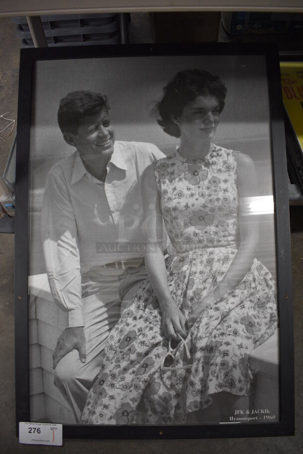 Framed Picture of JFK and Jackie Kennedy in Hayannisport 1960. 25.5x1x37