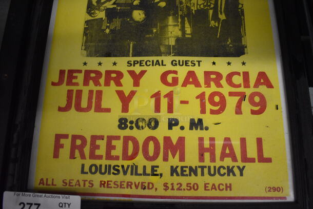 Framed Sign for The Blues Brothers w/ Special Guest Jerry Garcia at Freedom Hall in Louisville, Kentucky. 16x1x24 - Image 3 of 4