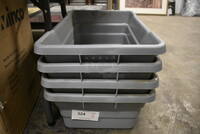 4 Gray Poly Bus Bins. 15x24x9. 4 Times Your Bid!