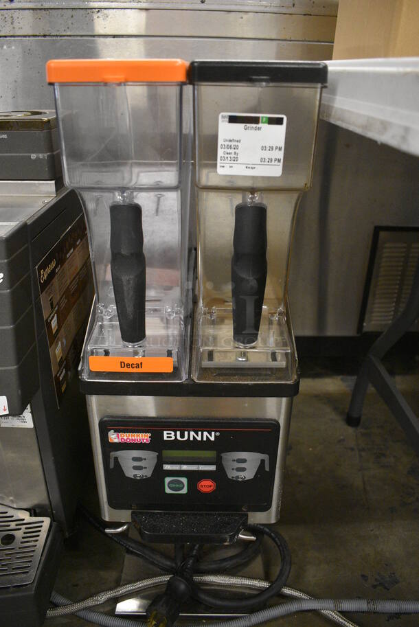 NICE! 2018 Bunn Model MHG Stainless Steel Commercial Countertop Coffee Bean Grinder. 120 Volts, 1 Phase. 9x16x29. Tested and Working!