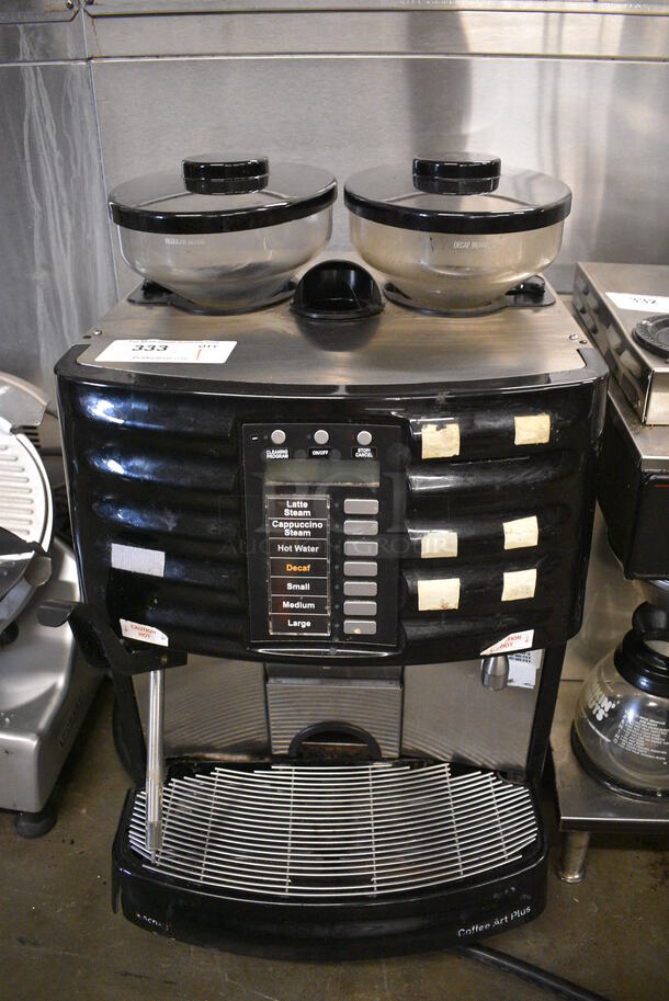 FANTASTIC! Schaerer Model SCA1 Coffee Art Plus Automatic Coffee Espresso Machine w/ 2 Hopper Bean Grinders and Steam Wand. 240 Volts, 1 Phase. 17x21x28
