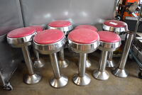 8 Metal Stools w/ Extra Pole. 13x13x25. 8 Times Your Bid!