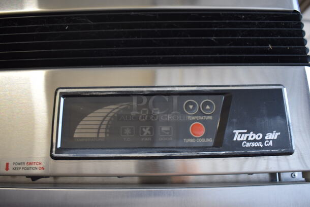 GREAT! 2012 Turbo Air Model TSR-49SD ENERGY STAR Stainless Steel Commercial 2 Door Reach In Cooler w/ Racks on Commercial Casters. 110-120 Volts, 1 Phase. 54x30x83. Tested and Working! - Image 4 of 7