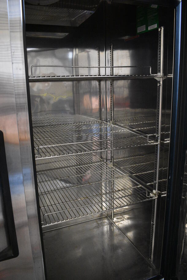 GREAT! 2012 Turbo Air Model TSR-49SD ENERGY STAR Stainless Steel Commercial 2 Door Reach In Cooler w/ Racks on Commercial Casters. 110-120 Volts, 1 Phase. 54x30x83. Tested and Working! - Image 7 of 7