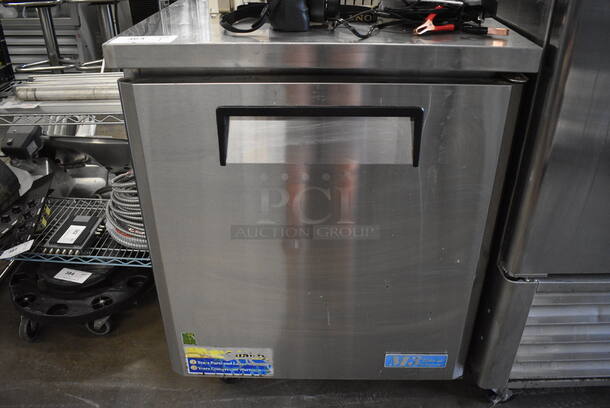 GREAT! 2014 Turbo Air Model MUR-28 Stainless Steel Commercial Single Door Undercounter Cooler on Commercial Casters. 115 Volts, 1 Phase. 27.5x30x36. Tested and Powers On But Does Not Get Cold