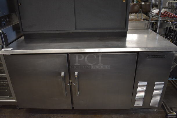 NICE! Glenco Model STSA-20-FSE Stainless Steel Commercial 2 Door Work Top Cooler. 115 Volts, 1 Phase. 68x34x36. Tested and Working!