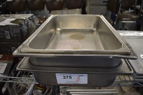 3 Stainless Steel Full Size Drop In Bins. 1/1x4. 3 Times Your Bid!