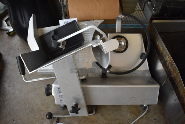 2013 Bizerba Stainless Steel Commercial Countertop Meat Slicer. Missing Blade. 120 Volts, 1 Phase. 29x21x23. Tested and Working!