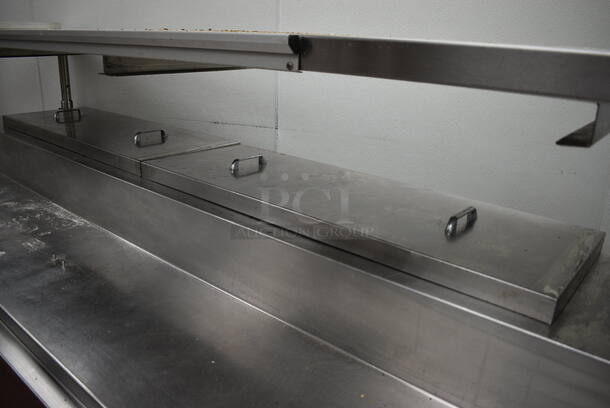 SWEET! 2007 Kairak Model KRP-96S Stainless Steel Commercial Pizza Prep Table w/ 2 Lids, 3 Doors and Overshelf on Commercial Casters. 115 Volts, 1 Phase. 96x34x56 - Image 3 of 11