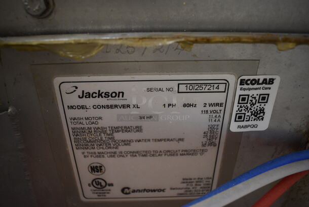 GORGEOUS! 2010 Jackson Model CONSERVER XL Stainless Steel Commercial Straight Pass Through Dishwasher. 115 Volts, 1 Phase. 33x32x67. BUYER MUST REMOVE - Image 6 of 9