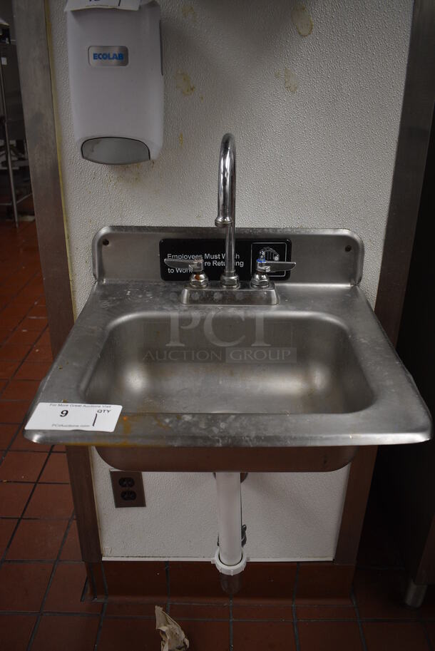 Stainless Steel Commercial Single Bay Sink w/ Faucet and Handles. 19x17x20. BUYER MUST REMOVE