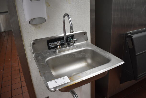 Stainless Steel Commercial Single Bay Sink w/ Faucet and Handles. 19x17x20. BUYER MUST REMOVE - Image 5 of 6