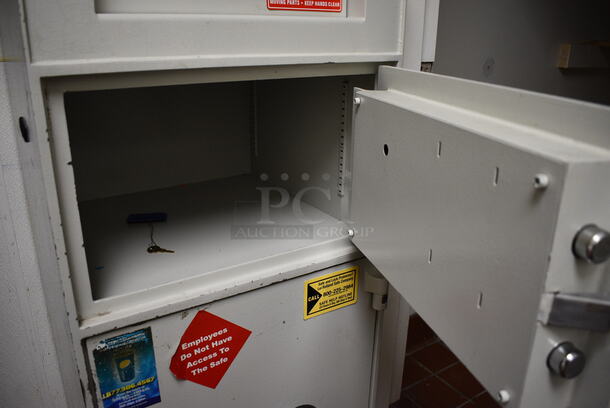 White Metal 2 Compartment Drop Safe w/ Keypad. 20x22x50 - Image 6 of 7