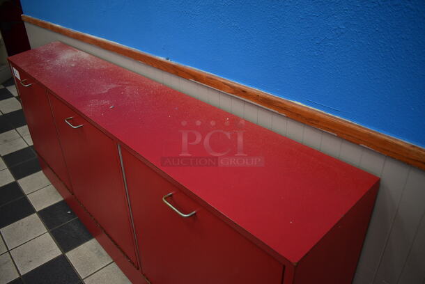 Red Counter w/ 3 Drawers on Casters. 72x12x32 - Image 3 of 7