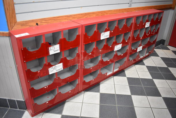 ALL ONE MONEY! Lot of 3 Red Multi Cubby Display Units! 96.5x8x36