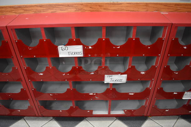 ALL ONE MONEY! Lot of 3 Red Multi Cubby Display Units! 96.5x8x36 - Image 3 of 5
