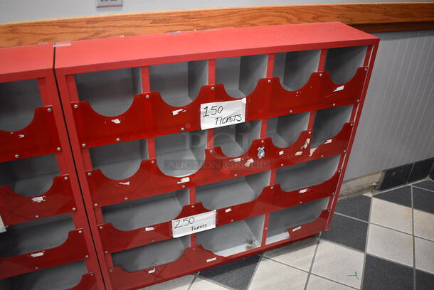 ALL ONE MONEY! Lot of 3 Red Multi Cubby Display Units! 96.5x8x36 - Image 4 of 5