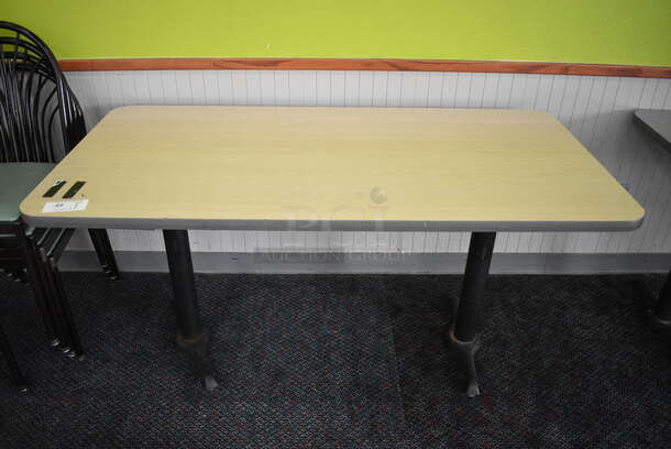 Table on 2 Black Metal Straight Leg Table Bases. 60x30x30 - Image 1 of 3