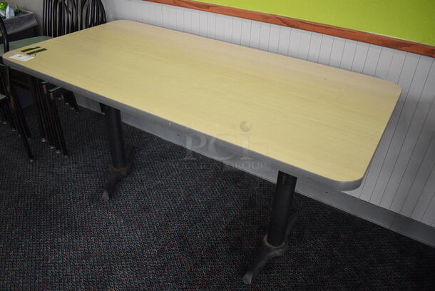 Table on 2 Black Metal Straight Leg Table Bases. 60x30x30 - Image 2 of 3