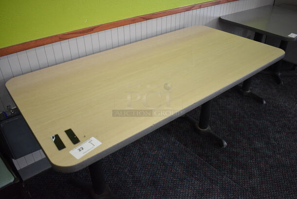 Table on 2 Black Metal Straight Leg Table Bases. 60x30x30 - Image 3 of 3