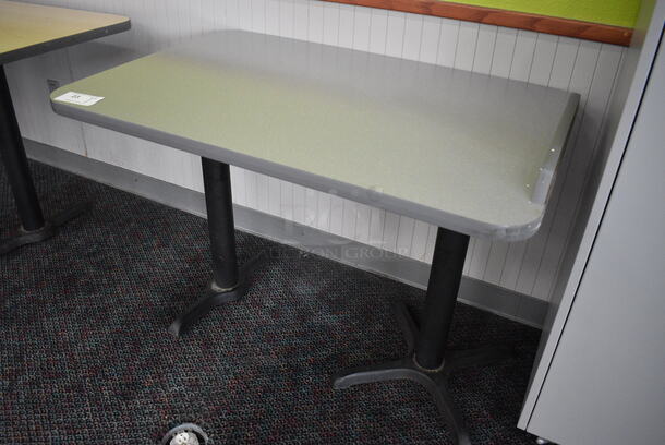 Gray Table on 2 Black Metal Table Bases. 42x28x30 - Image 2 of 3